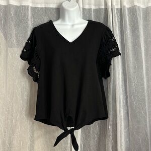 Black ruffle sleeve top